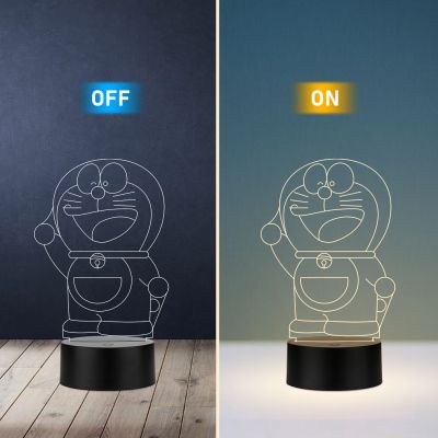 3D Illusion Doraemon Anime Led Night Lamp with Warm White Color Kids Room & Home Decoration Lamp  Best Birthday Gift for Children Girls Boys